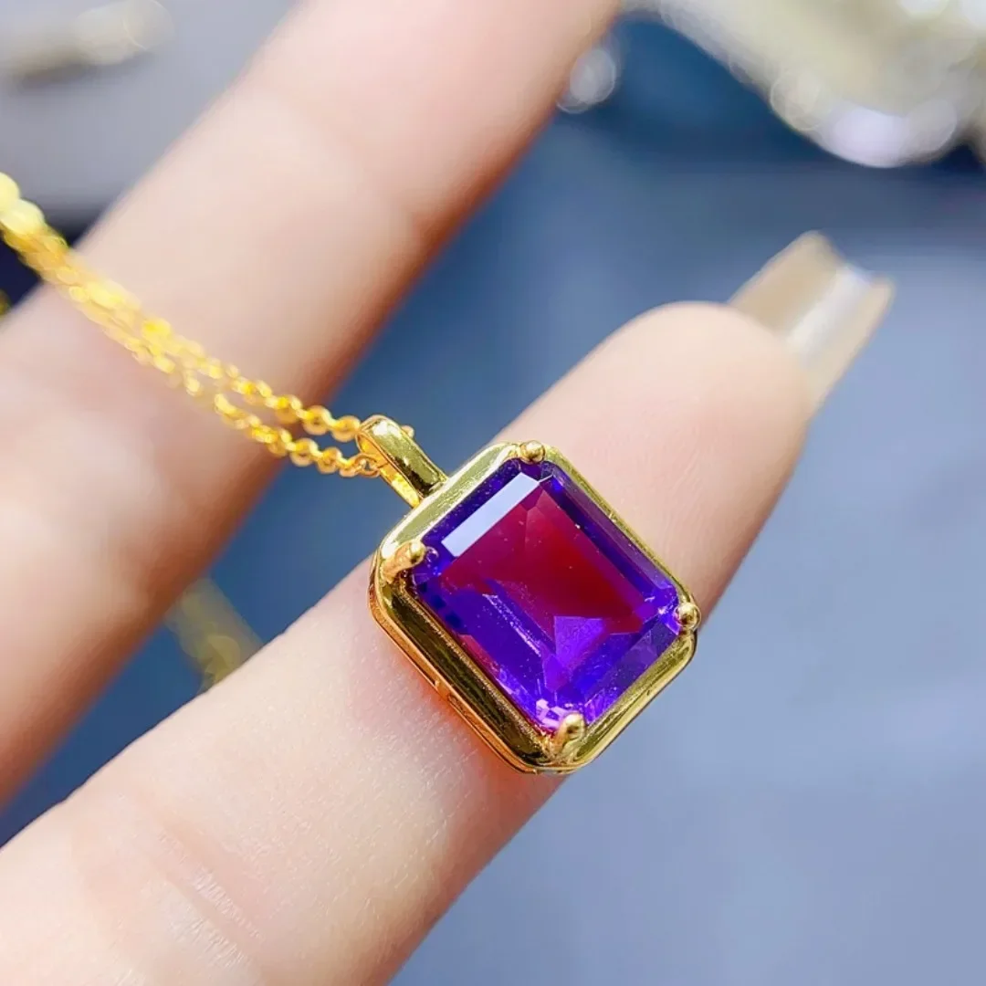 

Стильный кулон из натурального аметиста, прямоугольный, 8*10 мм, женский кулон из серебра 925 пробы, оптовая продажа
