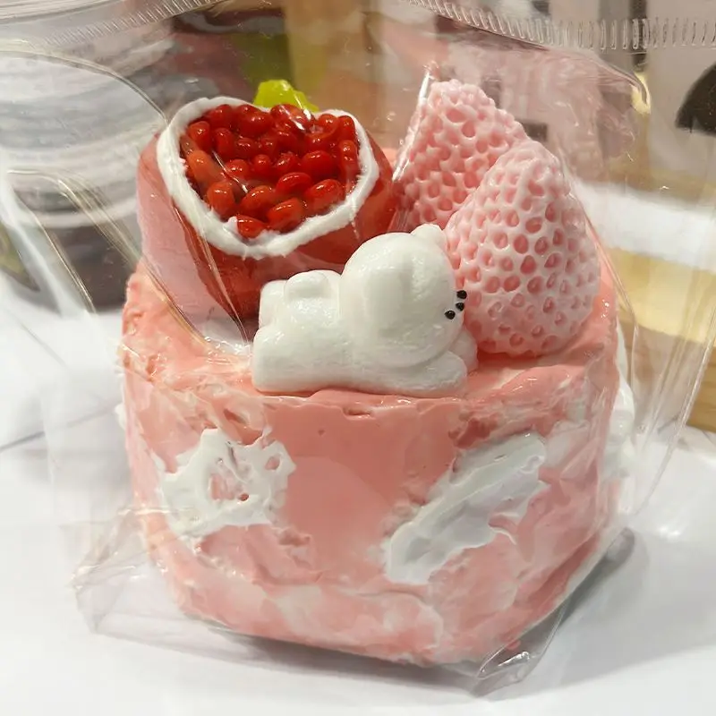 High-Realistic Squishy Strawberry Cake Squeeze Toys , Handmade Taba Squishy, Creamy Soft Adhesive Slow Rebound Squeeze Toy
