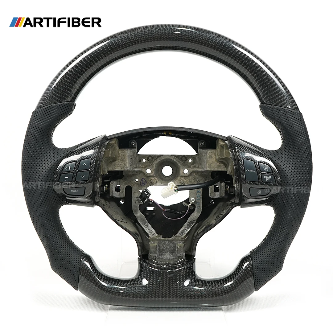

For Mitsubishi Triton Carbon Fiber Steering Wheel Customized Perforated Leather Flat Bottomed Steering Wheel