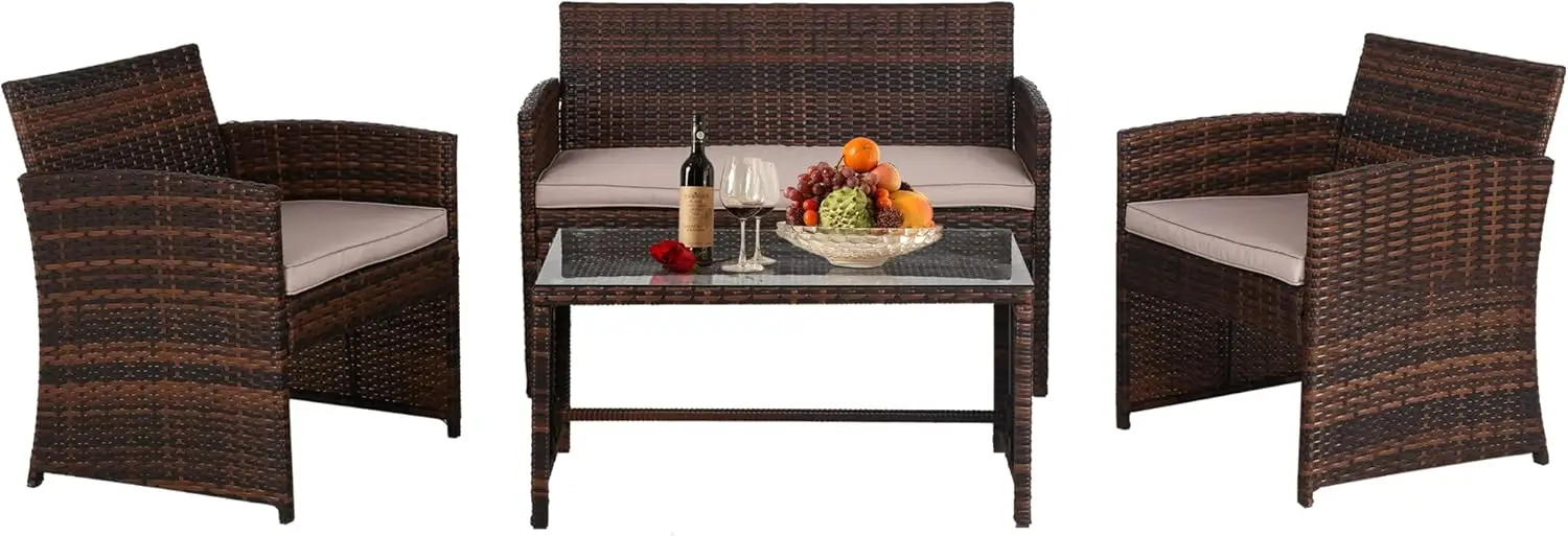 Terrassen möbel Sets Rattan Stuhl Terrasse Set Korb weide Gesprächs set