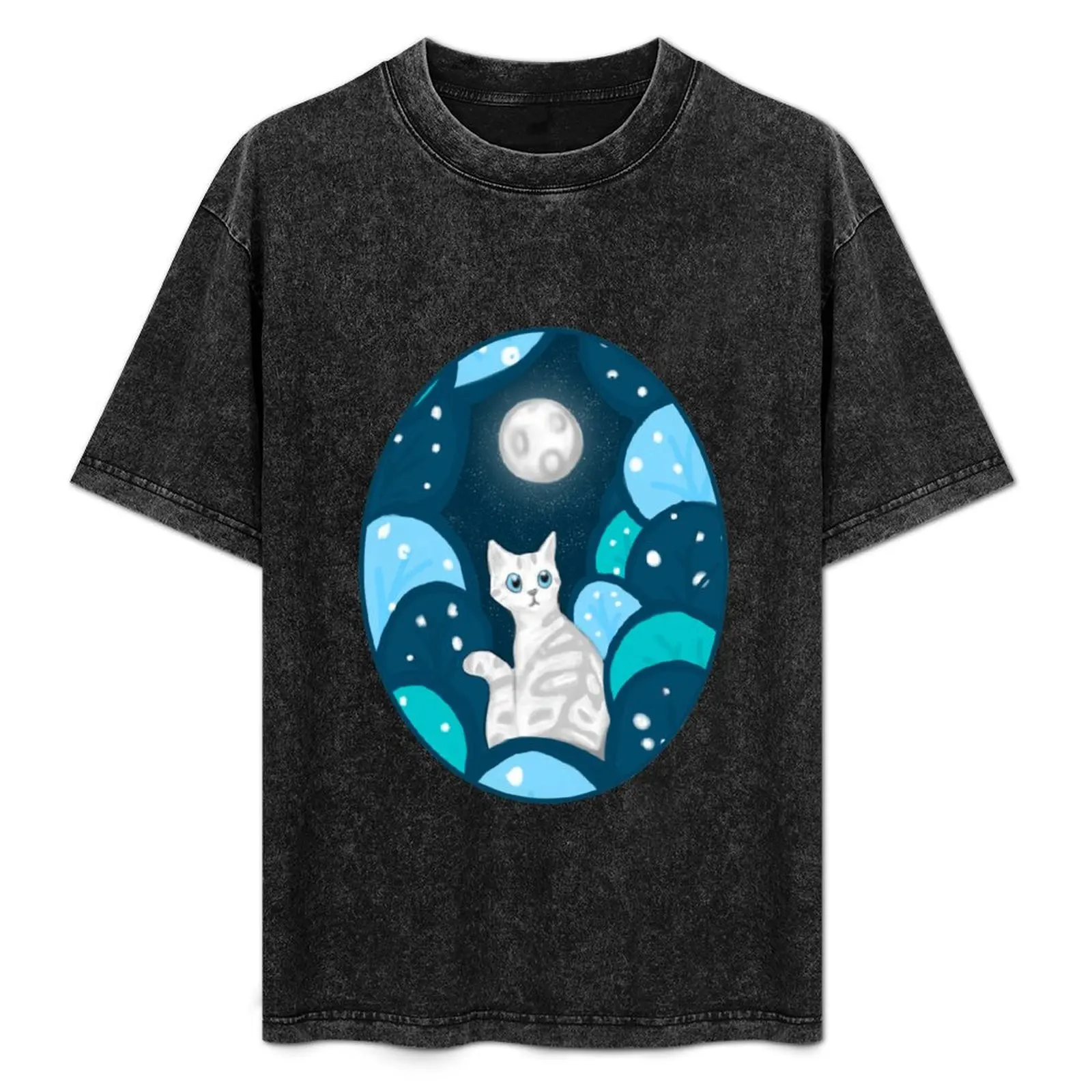 

Kitten under the moon T-Shirt anime heavyweights tees basketball graphic tees cotton t shirt men