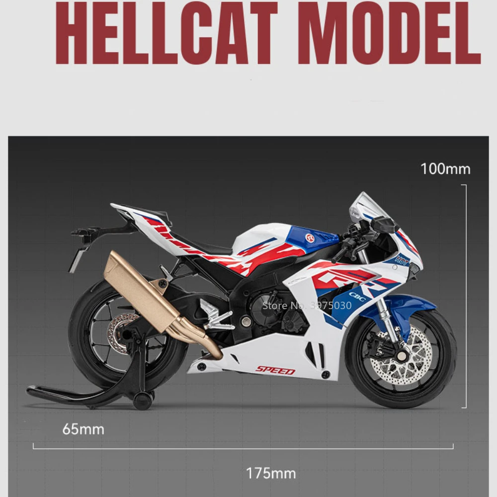 1/12 Alloy Diecast CBR1000 Motorcycle Model Toy Simulation Racing with Sound Light Rubber Tires Collection Model for Boys Gifts