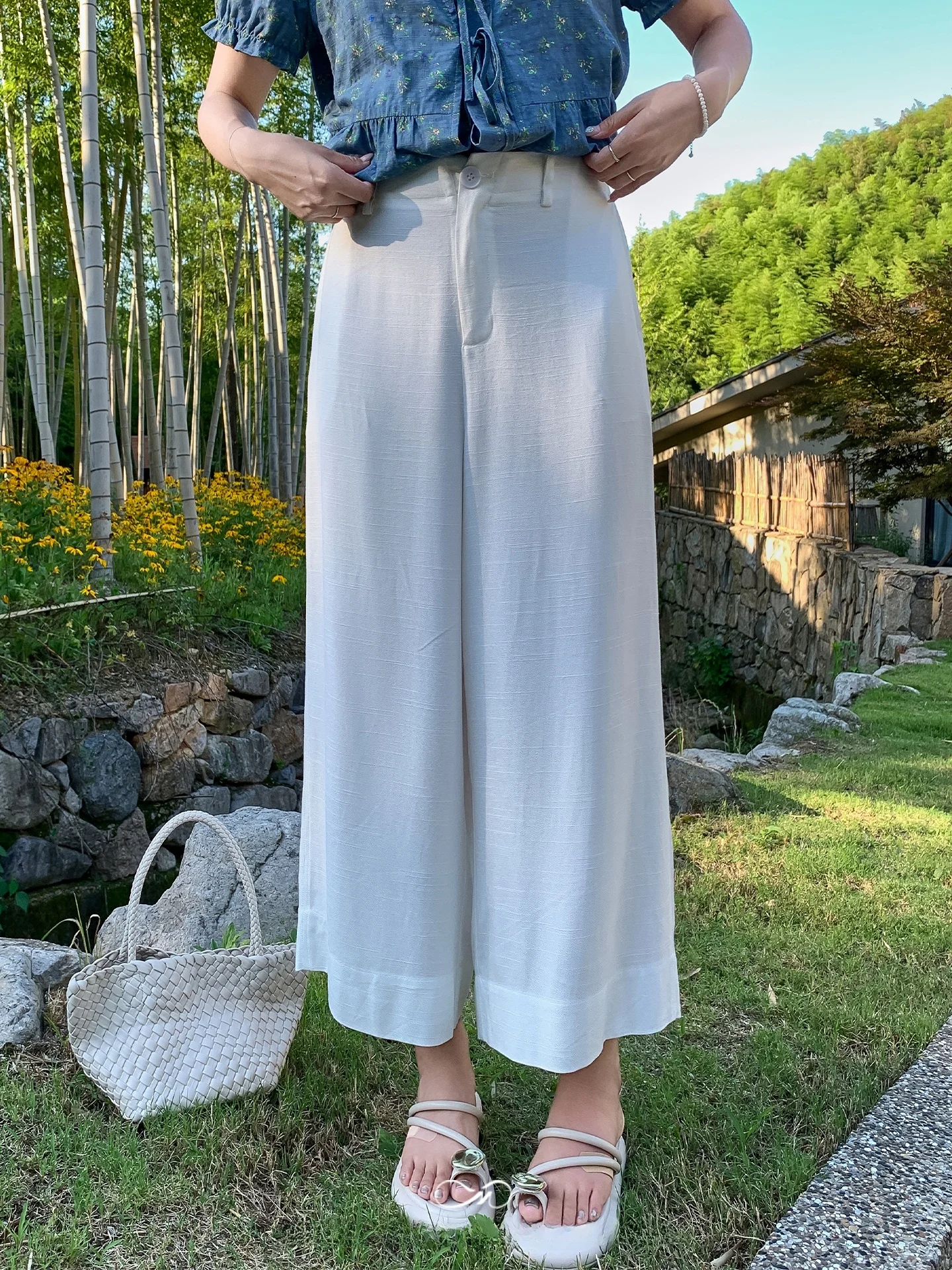 

Женские брюки Massecci больших размеров с широкими штанинами, текстурированные, повседневные, с высокой талией, для офиса, летние, однотонные