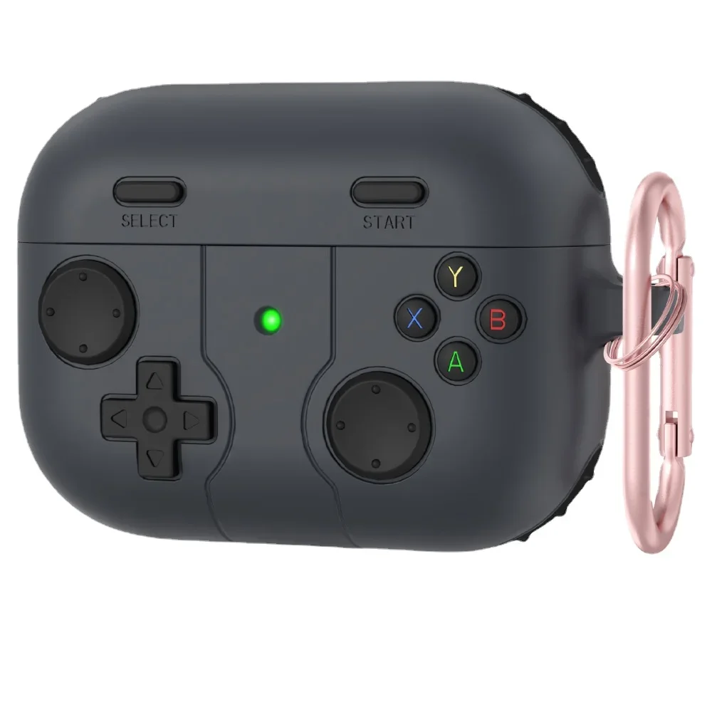 Silicone Protective Case with Metal Hook, Creative Game Machine Headset Cover for Airpods 3, 2, 1, Pro 2