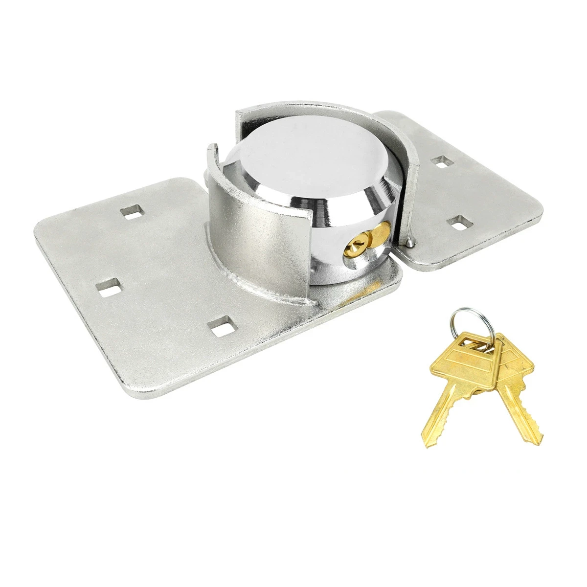 Heavy Duty Puck Lock& Hasp, Steel Hidden Shackle Keyed Alike Padlocks w/ 2Pcs Keys for Trucks, Gates, Vans and Vending Machines