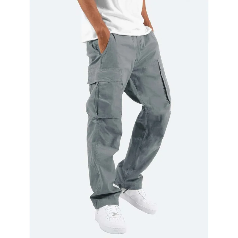 

Summer New Men's Cargo European and American Style Drawstring Multi-Pocket Casual Long Pants