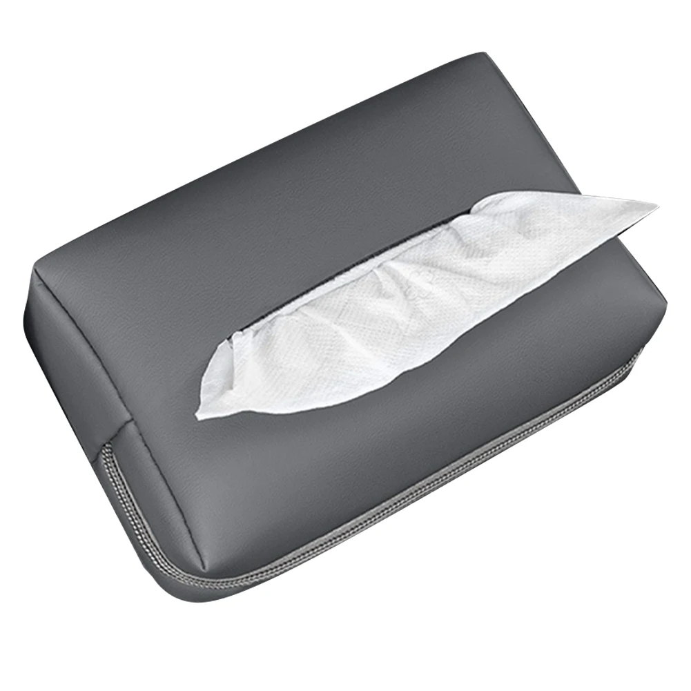 Car Tissue Dispenser Armrest Tissue Box Easy Installation High Density Sponge Strap Fixation Design Car Interior