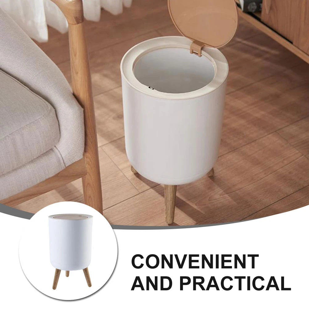 

1 Piece Press Trash Can Lid Kitchen Ash bin Waste Paper Bucket Plastic Garbage Household Reusable Environmental Friendly Long