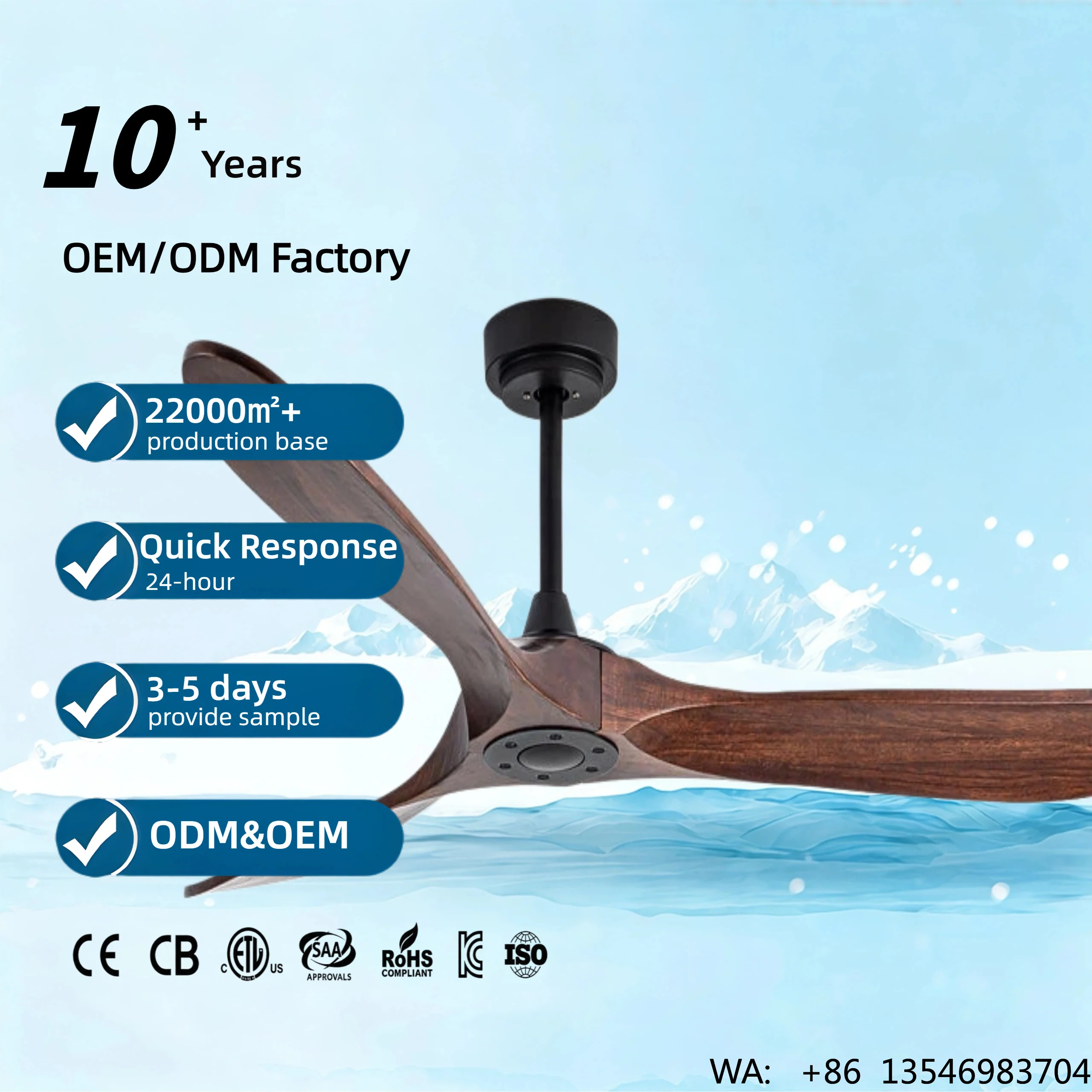 52 Inch Modern Design LED Metal Outdoor Ceiling Fan with Remote Control 3 Blades 6-speed Reversible DC Motor for Living Room
