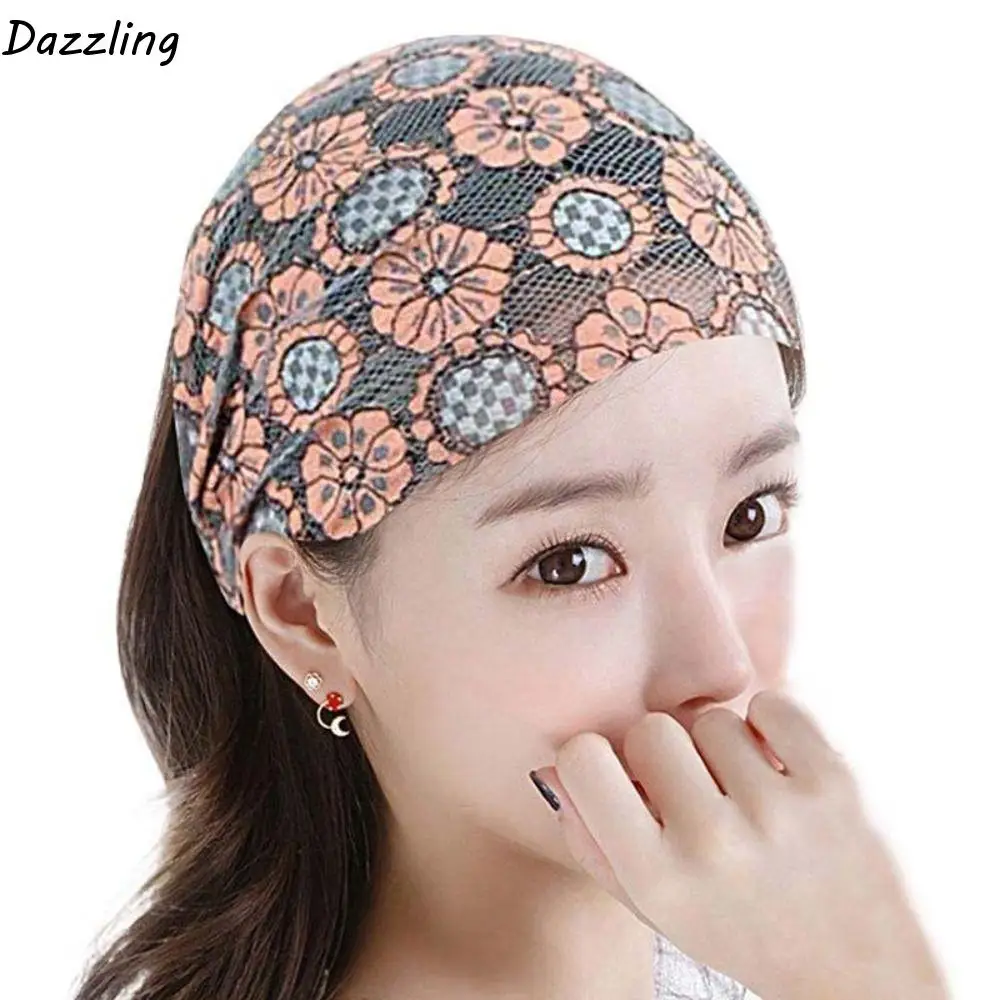 

Fashion Non Slip Mesh Flower Headband Hollow Hair Hoop Lace Hairbands Lightweight Headwear Wide Side Head Wrap Wash Face