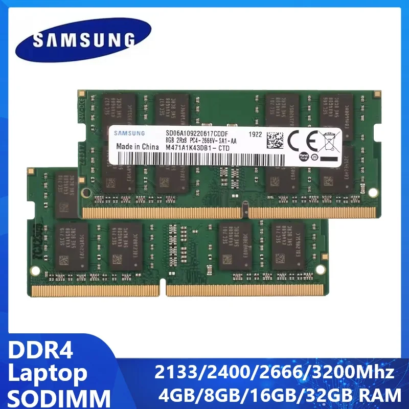 SAMSUNG DDR4 16GB 8GB 4GB 3200MHz 2666Mhz 2400MHz 2133MHz SODIMM Memory PC4-2133P 2400T 2666V 3200AA for Notebook Laptop