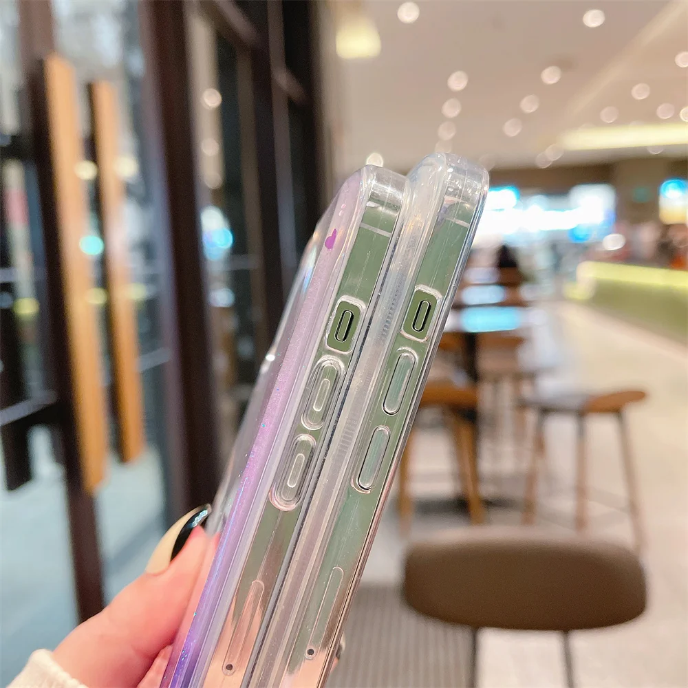 حافظة فاخرة على شكل قلب الحب لهاتف آيفون 17 Air 16 15 13 Mini 14 12 11 Pro Max Plus XR أغطية ممتصة للصدمات شفافة #3