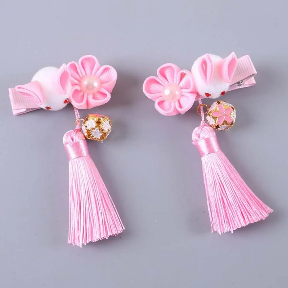 Épingles à cheveux à fleurs chinoises pour enfants, barrettes, coiffure, perle, vêtements de sauna, glands, épingles à cheveux, épingles à cheveux, nouvel an chinois