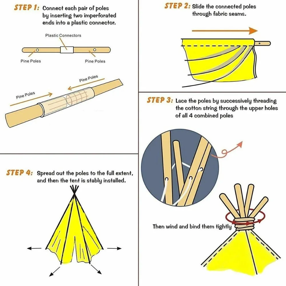 Tente tipi portable pour enfants, maison de jeu pour enfants, wigwam pour enfants, tipi inftalk l, salle de jeux pour filles, 1.35 m, 1.6m