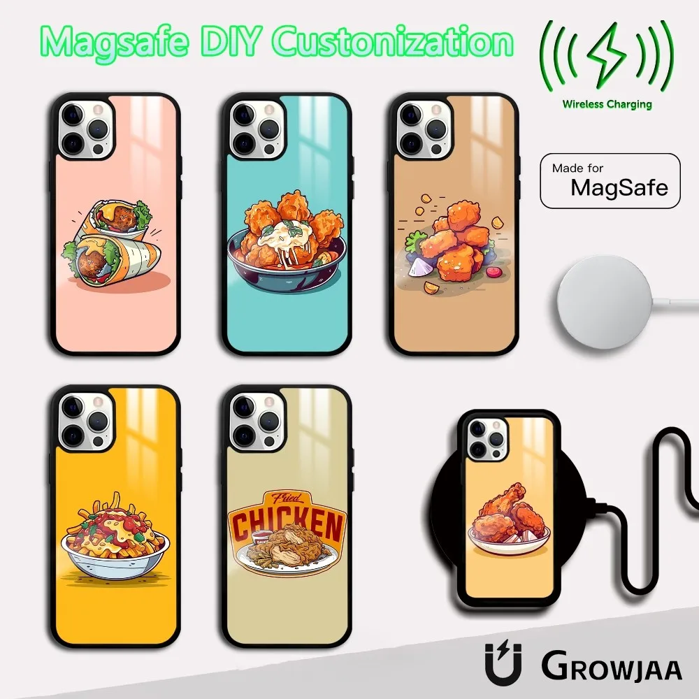 Korean fried chicken deep fry Phone Case For iPhone 16 15 14 13 12 11 Pro Max Plus Mini Magsafe Mirror Wireless Magnetic Cover