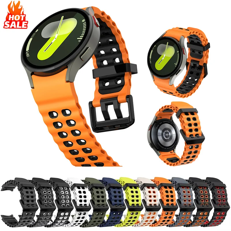 2 ชิ้นสายรัดสําหรับ Samsung Galaxy Watch 7/FE/6 4 Classic/5 Pro 40 44 มิลลิเมตร 47 มิลลิเมตร Marine Sport สร้อยข้อมือ correa Galaxy Watch7 Ultra Bands