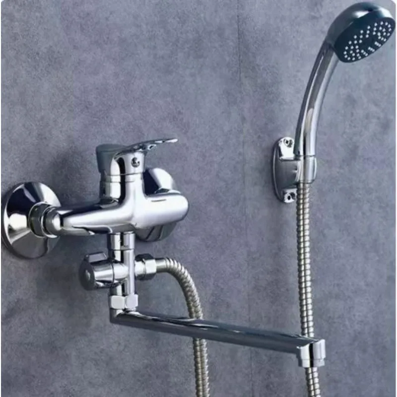 

Bathroom Shower Faucet Bathtub Shower Set Single Handle Wall Mounted Dual Spout Hot Cold Mixer Valve Nozzle Tap Bathroom