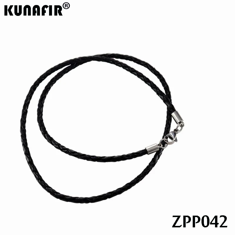 3mm weaving black real leather weaving necklace  DIY stainless steel  jewelry accessories  ZPP042