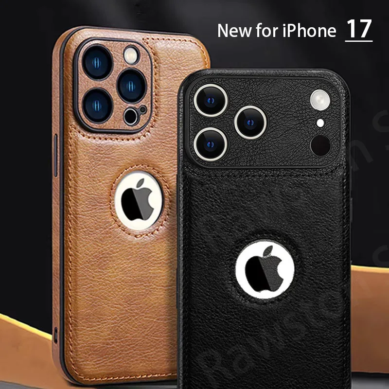 Funda de cuero PU de alta calidad para Apple iPhone 17 Pro Max 11 12 13 14 15 16 Plus Logo View funda de teléfono móvil de negocios de lujo