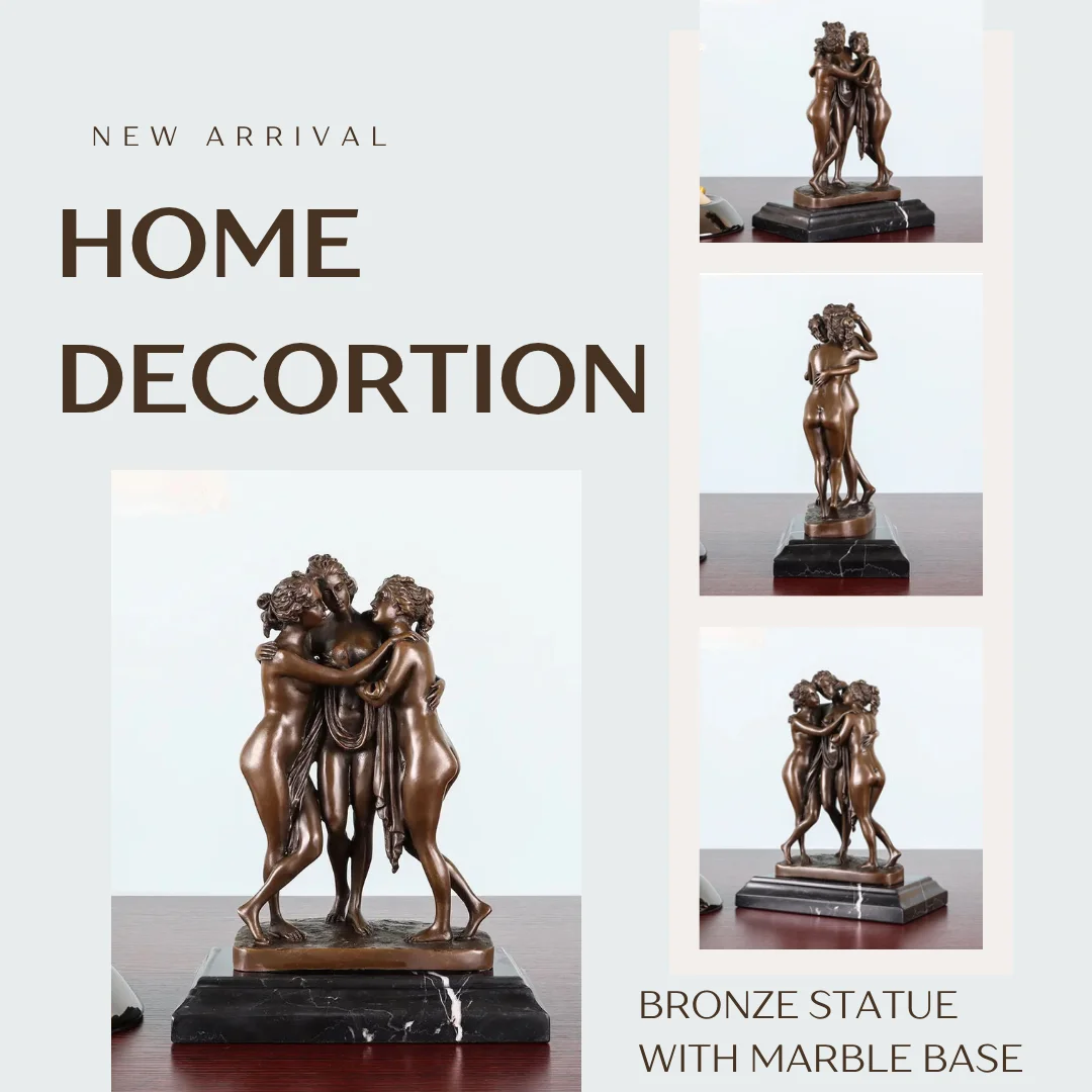 The Three Graces Bronze Statue Bronze Three Graces Sculpture Of Antonio Canova Famous Roman Goddess For Home Decor Handcrafts