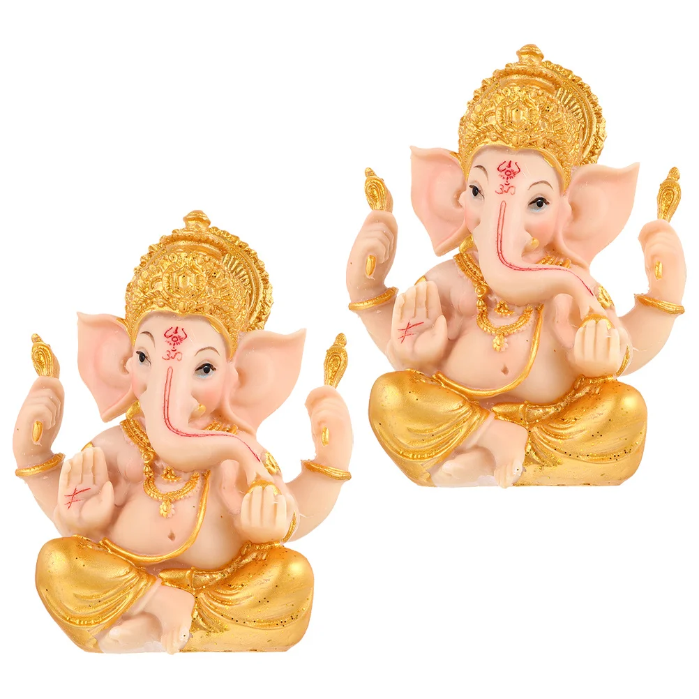 

2 Pcs Ornament Buddha Decor Desktop Wealth Sculptures Decoration