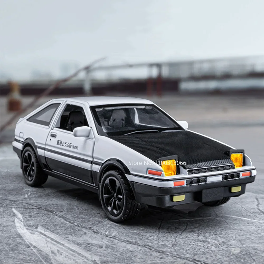 1:36 Toyota AE86 Toy Model Cars Alloy Diecast Vehicles Doors Opened Sound Light Pull Back Collection Car Toys Christmas Kid Gift