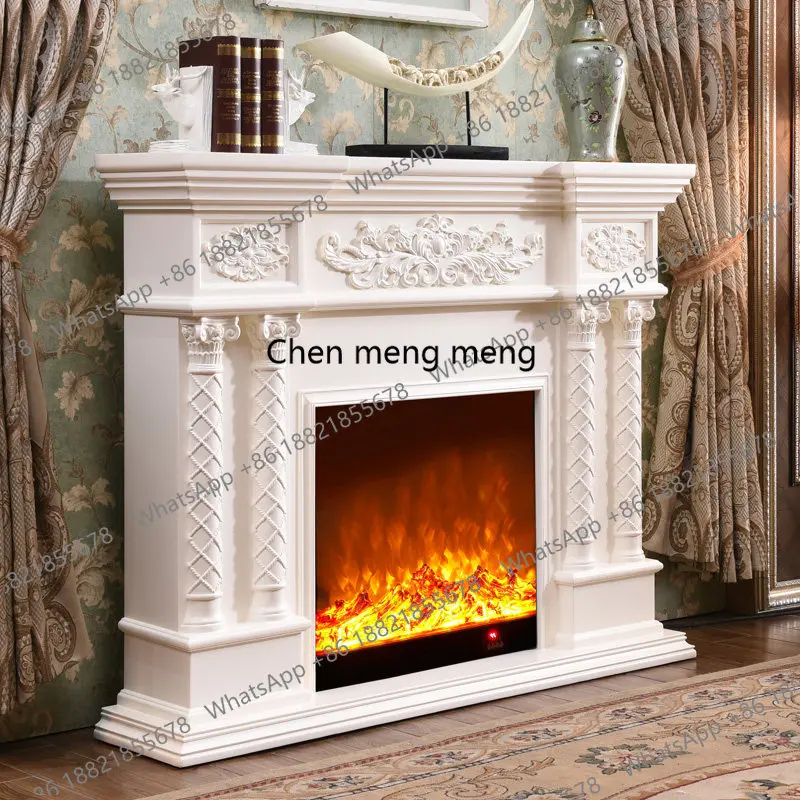 1.8 meters European fireplace white decorative cabinet TV cabinet solid wood fireplace