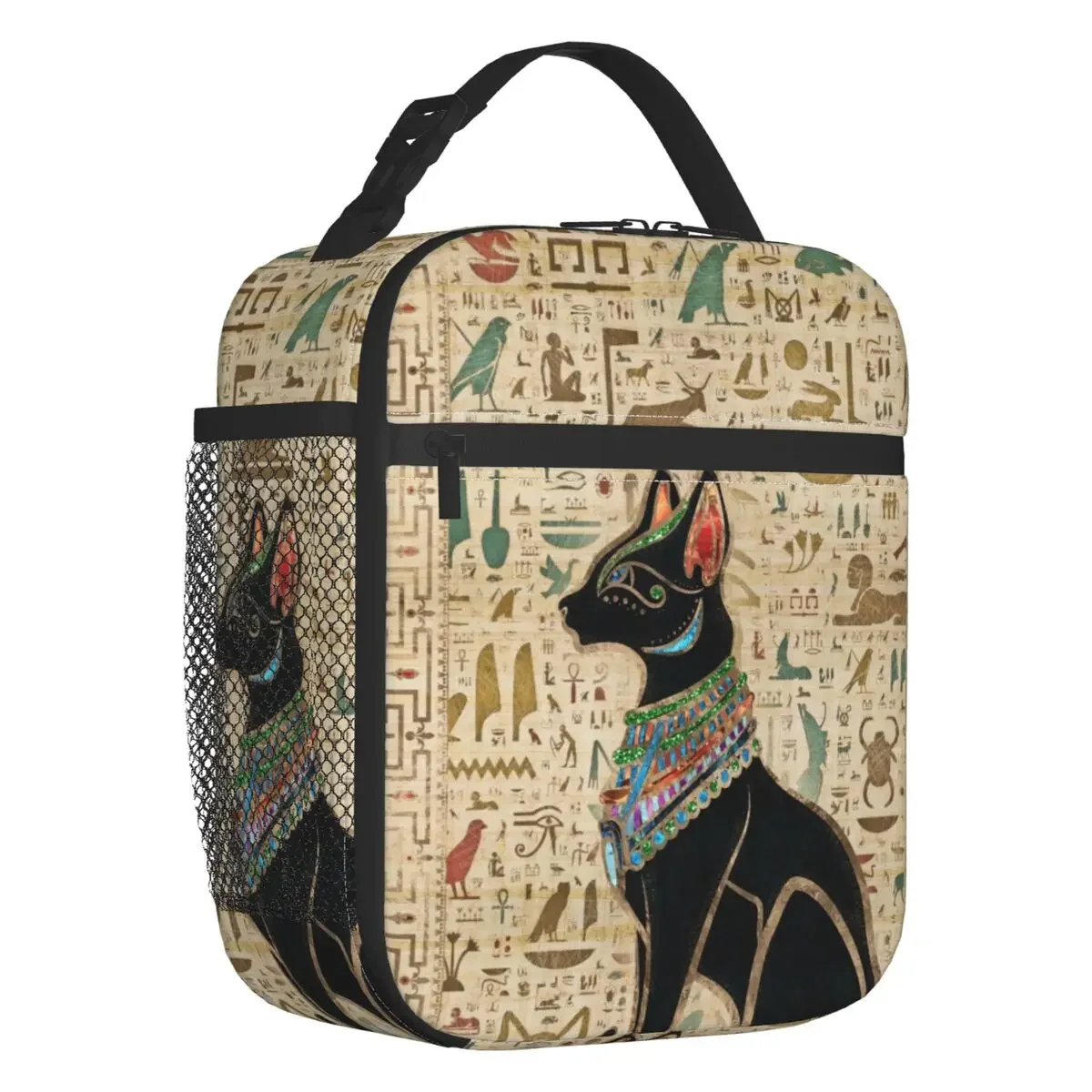 Egyptian Bastet Cat Insulated Lunch Bag for Women Waterproof Ancient Egypt Art Thermal Cooler Lunch Tote Office Work School