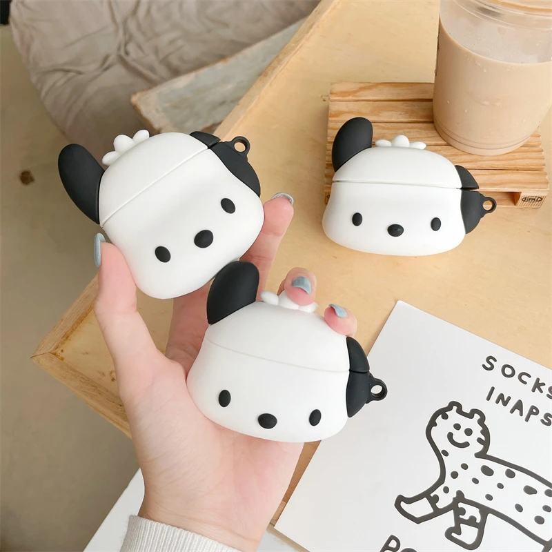 Miniso Sanrio 3d Pochacco Hond Airpods Pro Beschermhoes Apple 1/2/3 Generatie Draadloze Bluetooth Hoofdtelefoon Hoesje Zacht