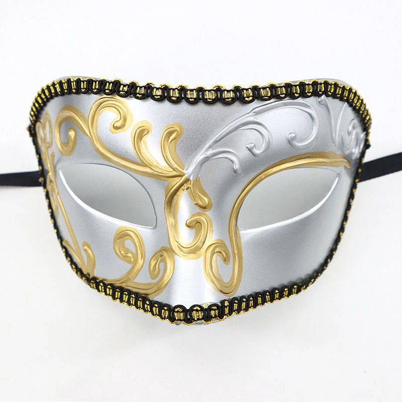 Maski na maskaradę dla mężczyzn wenecki chiński styl Vintage maska koronkowa Retro karnawał Cosplay Mardi Gras Party Halloween Gold Silver