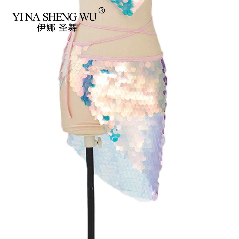 Femmes sirène danse du ventre paillettes hanche jupe Bling Bling danse du ventre soutien-gorge + hanche écharpe 1pc paillettes gland danse du ventre hanche écharpe porter