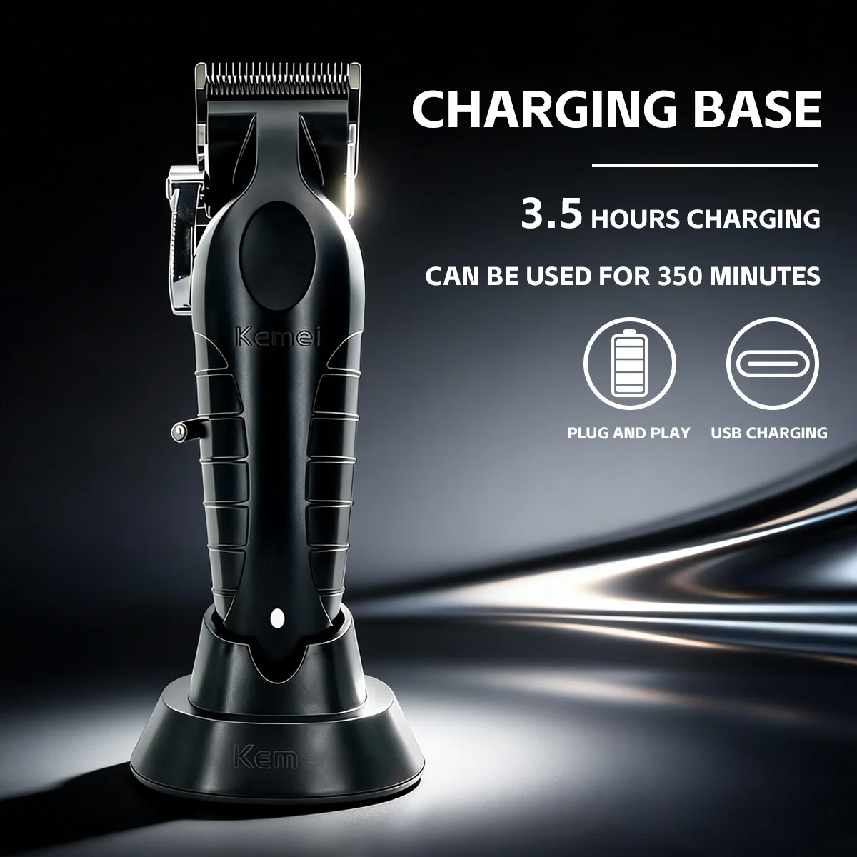Kemei Clippers Professional Hair Clippers Adjustable Haircut Machine Charging Base Electric Hair Clipper For Man KM-2296 KM-2299 image 5