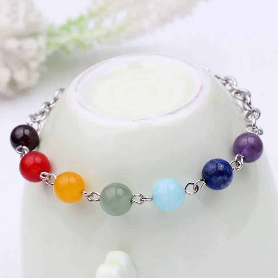 Natural Stone Beads Crystal 7 Chakra Bracelet For Women Men Braided Chain Bead Bracelets Reiki Spiritual Yoga Fashion Jewelry