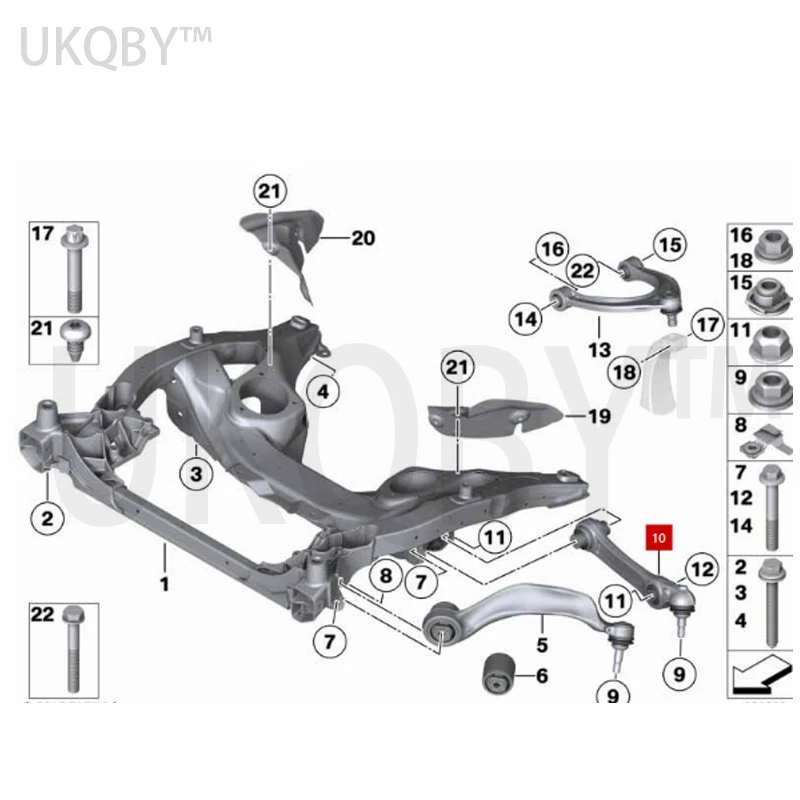 31126794203 31126794204 Lower lateral swing arm with left rubber support 5Series F18 F10 F11 F12 523Li