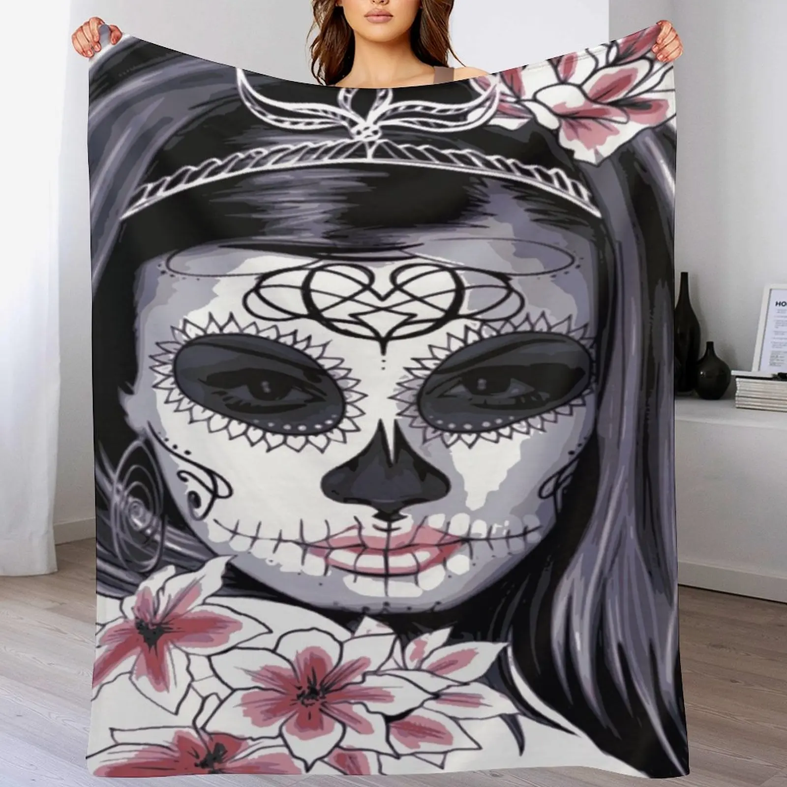 day of the dead Skull (dia de los muertos calavera) Throw Blanket Furry For Baby Sofa Blankets