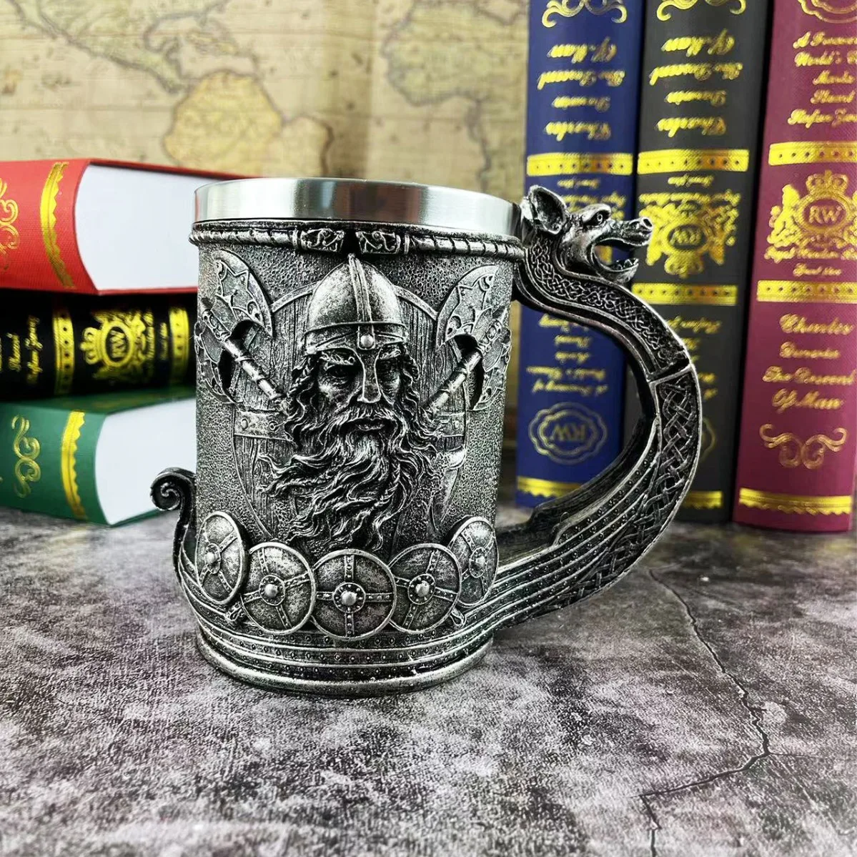 Mythology Viking Beer Glass Resin Stainless Steel Mug Beer Steins Tankard Coffee Cup Tea Tumbler Drinkware Pub Bar Decor