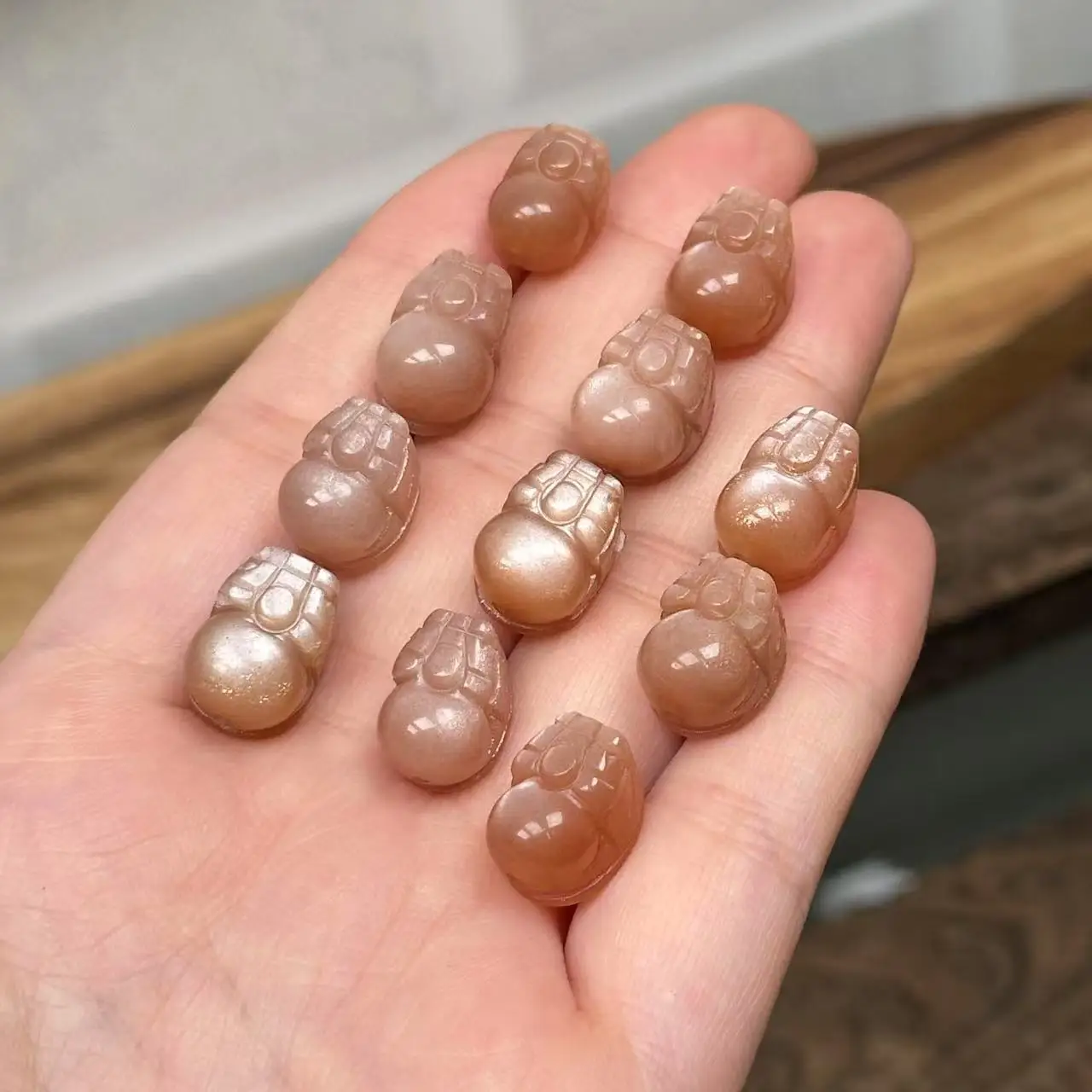 Bulk DIY Orange Tone Shimmer Stone Beads with Through Hole for Jewelry Making Accessories