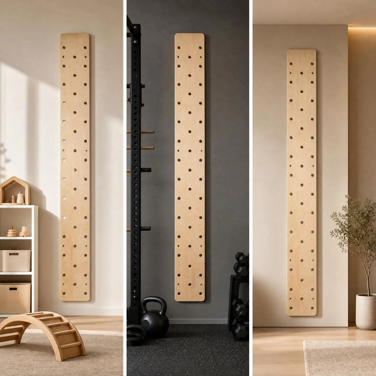 Climbing Wall Handles Training Fingerboard Oak Material for Strength Building Hangboard Climbing Device Indoor Mounted