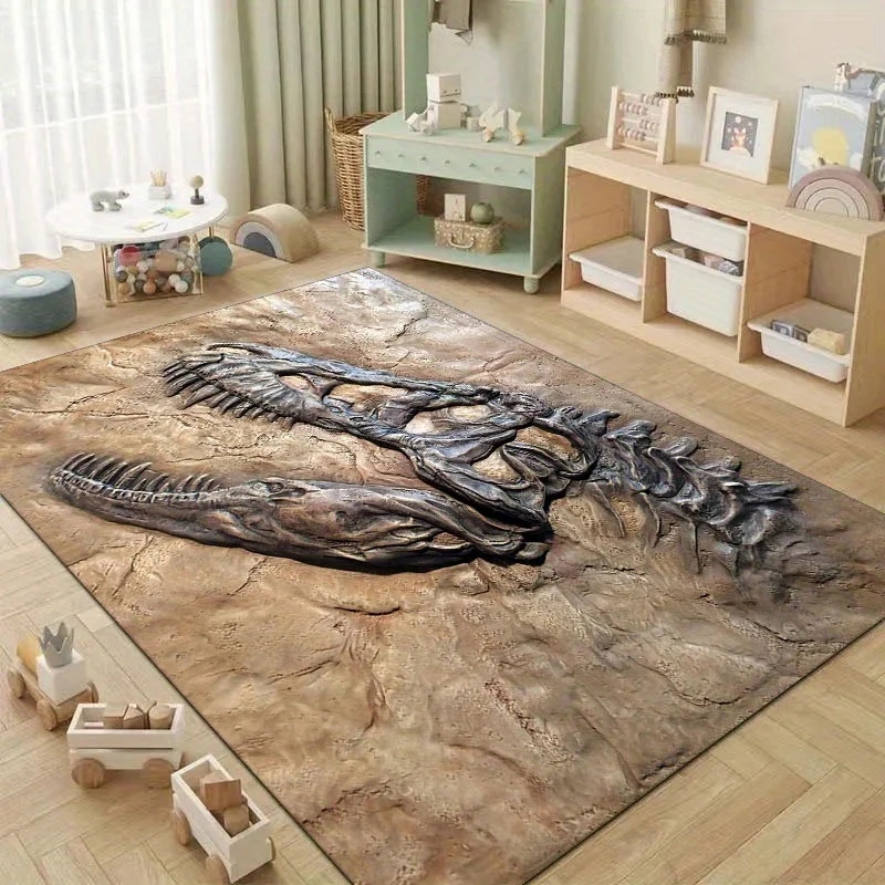 1pc Jurassic T-Rex Skull Fossil Pattern Area Rug, Versatile Home Decor, Ideal Gift, Perfect for Camping Living Room Bedroom