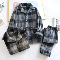 Autunno E Inverno Nuovi Pigiami da Uomo Pantaloni a Maniche Lunghe Flanella in Due Pezzi Addensato Caldo Servizio a Casa Set Plaid di Grandi Dimensioni da Uomo