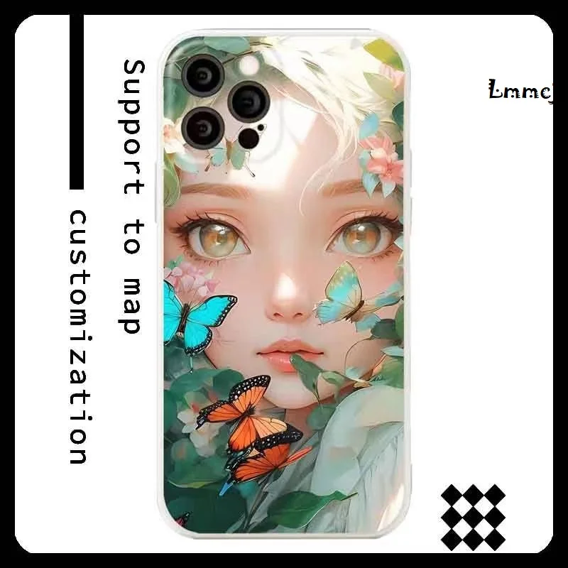 Lmmcjj Butterfly Girl Phone Case For Samsung A13 A22 A32 A33 A53 5G A54 Galaxy S21 FE S22 S23 Plus Note 20 Silicone iPhone Cover