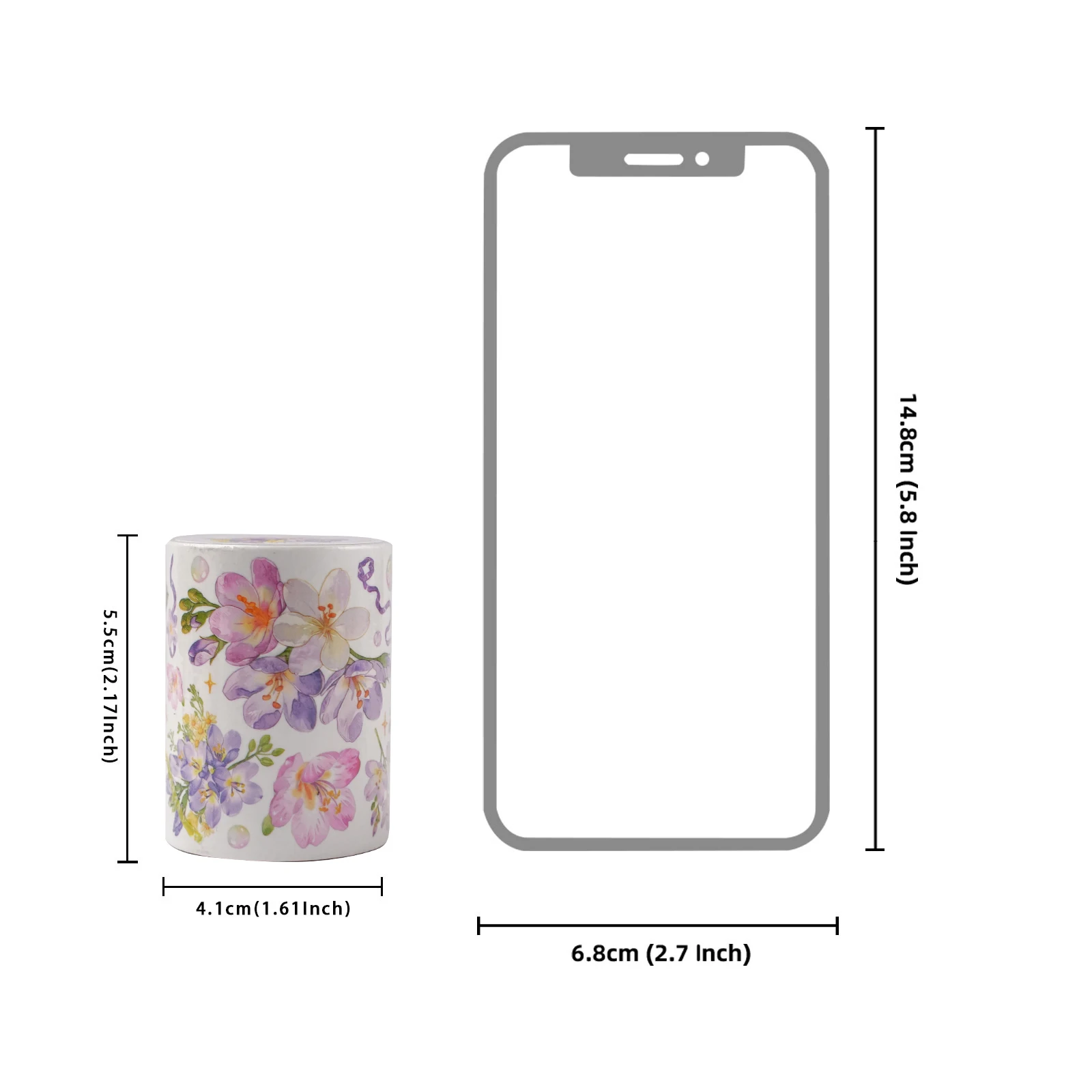 Etori Life 60Mm*2M Violet Retro Floral Pattern Tape, Versatile and Adaptable for Decorating, Suitable for Notebooks, Mobile Phones, Handbags, Photo Albums, Card Making, Gift Paper Bags, Scrapbooking Supplies, Office Decoration Supplies, School Supplies, Children's Stickers, Korean Stationery, Gifts for Friends
