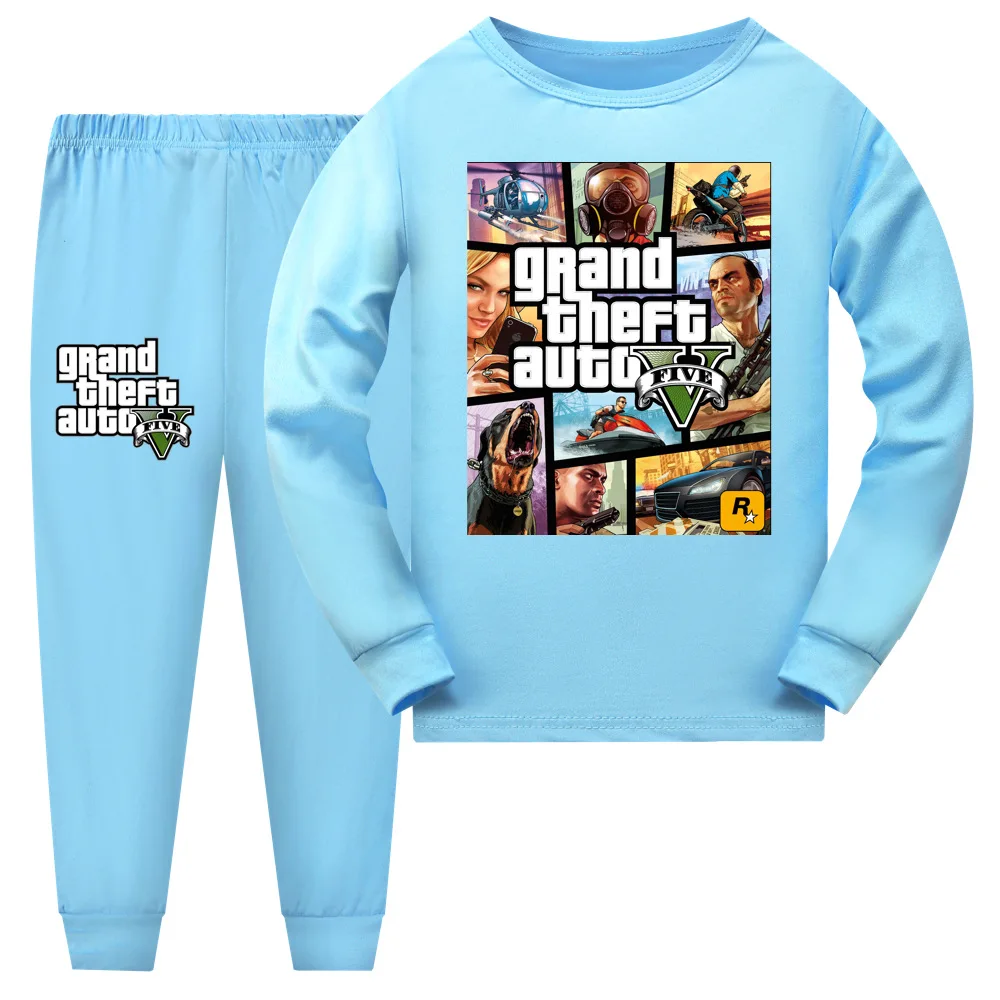 Grand Theft Auto Game GTA 5 Clothes Baby Girls Homewear Boys Nightwear Pajamas Teenager Kids Pyjamas Children Christmas Pijama