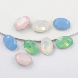 13x18mm Glass Opal Rhinestones Art Crafts Decoration Oval Crystal Pointback Nail Charms Strass Jewelry Making Accessories