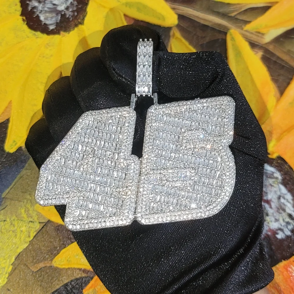 مخصص كبير Baguettecz رسالة وأرقام قلادة الصلبة عودة اسم قلادة الهيب هوب لوحة مع 20 مللي متر الكوبية سلسلة هدية شخصية