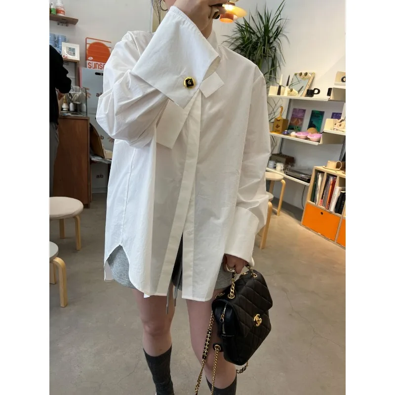 Women's Clothing Loose Versatile Long-sleeved Shirt Blouses