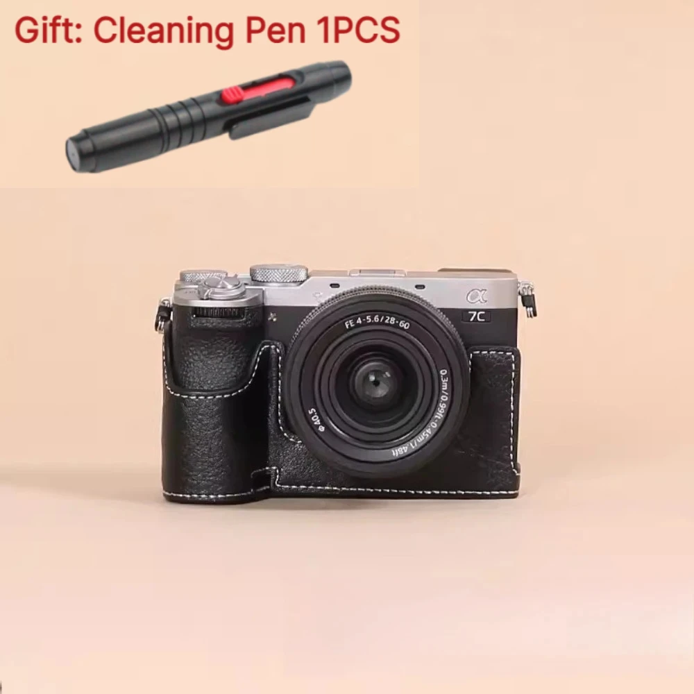 Protective Camera Case For Sony A7CR A7C2 PU Leather case base A7CII Micro-single Camera bag a7cr + 1 PCS Free Cleaning Pen