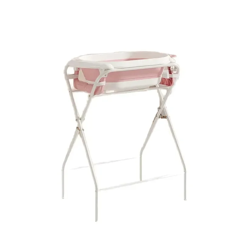 No bending baby tub holder folding tub set newborn baby care table changing diaper drying rack