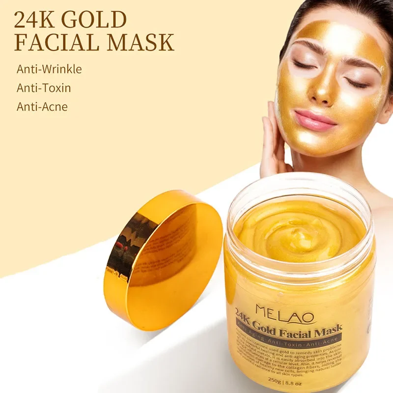 

250g 24K Gold Mask Apply Gel Brightening Moisturizing Anti-Wrinkle Acne Gentle Facial Tear Mask Skincare