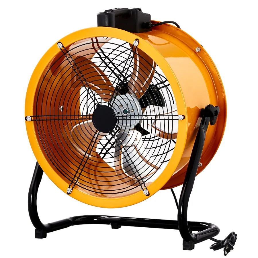 

US Standard MLD-400 Barrel Fan 110V 192W 16inch Floor Barrel Fan Mobile Fan with Handle Copper Motor Orange-Yellow Air Circulat